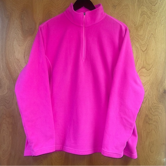 Lands' End Tops - Lands End Fleece Sweatshirt Pink Women’s 1/4 Zip Pullover Size XL